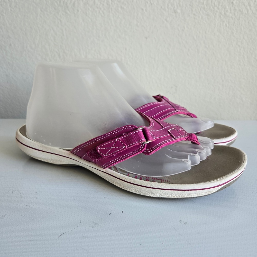 Clarks Brinkley Jazz Womens 9 Pink Adjustable Comfort Flip Flop Sandals 26133684 - Picture 5 of 9